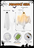 Brightown Halloween Hanging Ghost Lights with Voice Activated for Spooky Scream & Bobbing Motion, Halloween Decoration with Posable Arms for Indoor/Outdoor Party, Festival, Porch, Patio (Warm White)