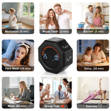 Kaflin Visual Pomodoro Timer with Gravity Flip, Magnetic Back, Built-in Clock & Auto-Cycle Mode, Rechargeable Focus Timer for Classroom, Work & Kitchen – Black
