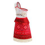 Girls Ocean Adventure Princess Costume with Red Wig – Halloween Cosplay Dress with Necklace & Flower Clip