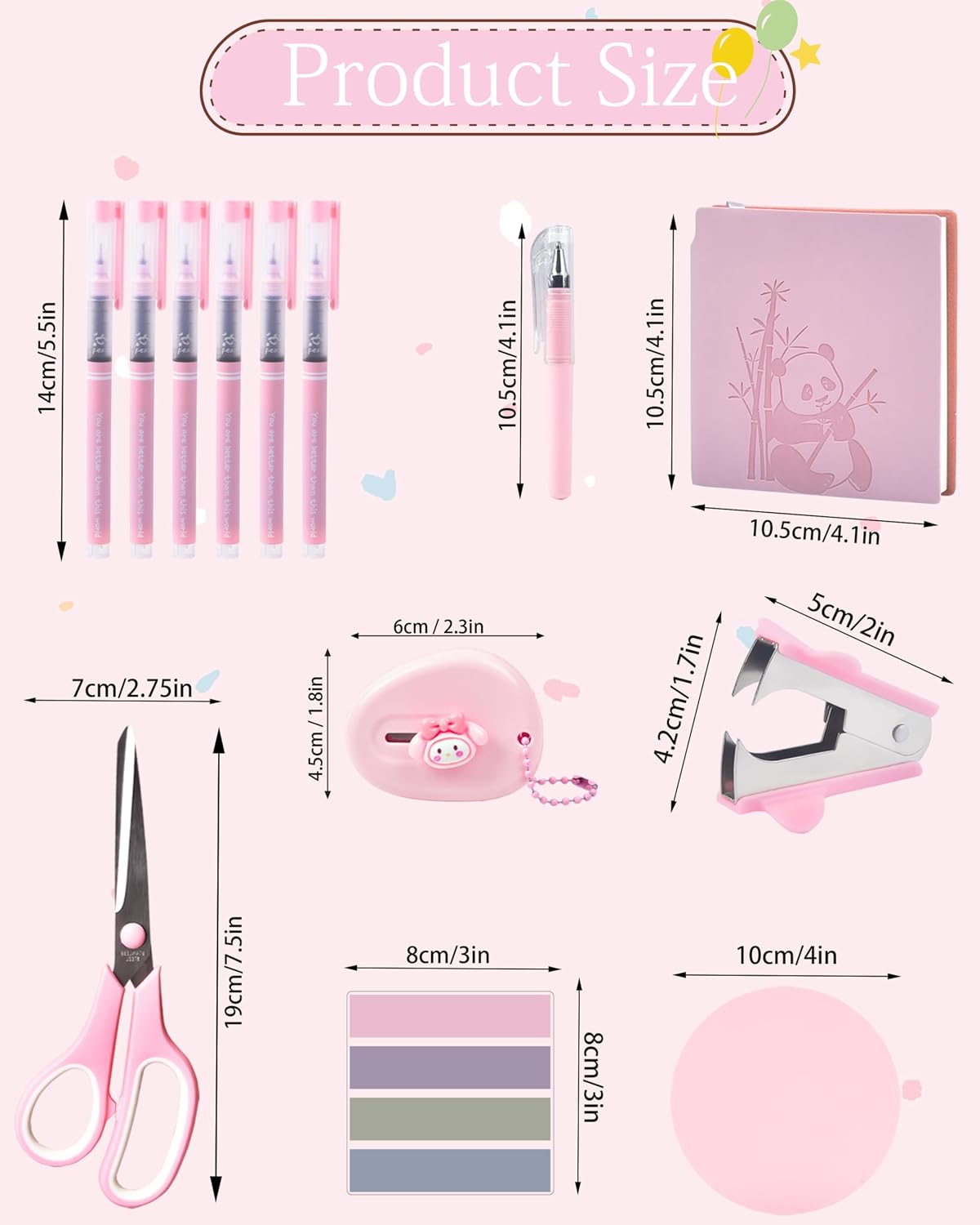 Pink Office Desk Gift Set with Stapler and Pen Case