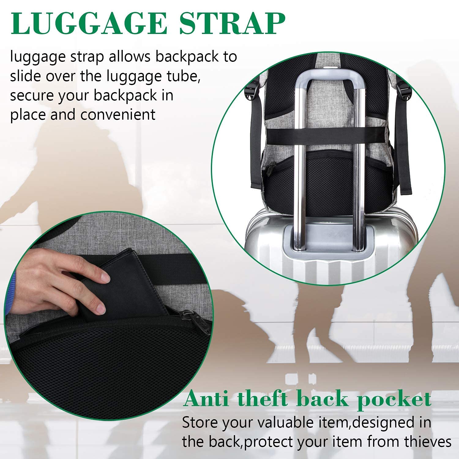 Matein Slim Anti-Theft Travel Laptop Backpack with USB Charging – Water-Resistant 15.6″ Business & Daily Carry (Grey)