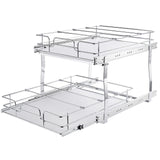 2-Tier Heavy-Duty Pull-Out Cabinet Organizer – Steel Slide-Out Pantry Shelves with Smooth Ball-Bearing Rails (18.7” W x 21” D)