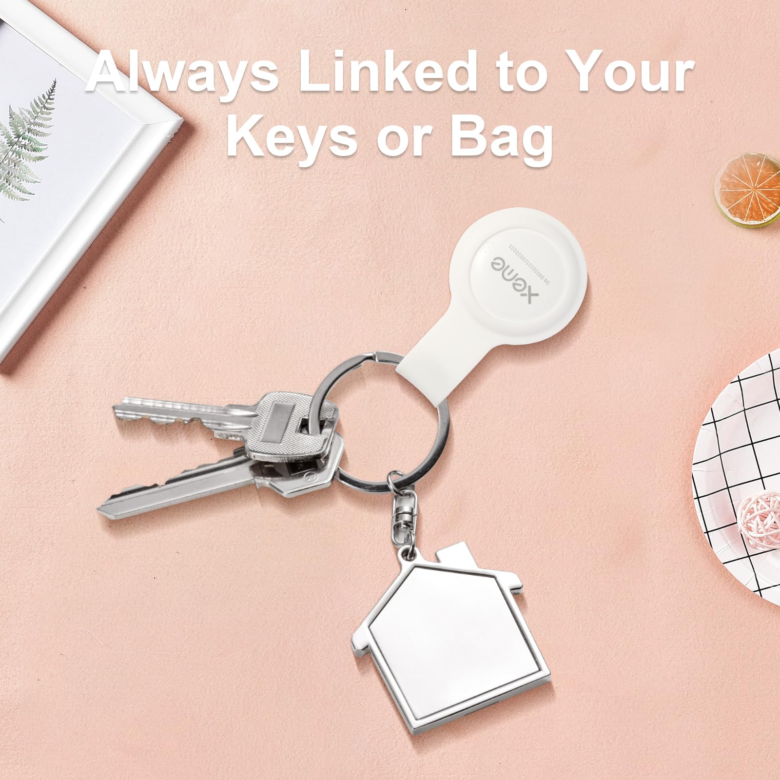 MFi Certified Bluetooth Tracker Tag, Apple Find My Compatible Item Locator, Waterproof IP67 Smart Key Finder with Replaceable Battery