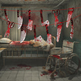 Halloween Bloody Banner – 12 Piece Red & White Hanging Garland for Indoor & Outdoor Party Decorations (39.4ft Total Length)