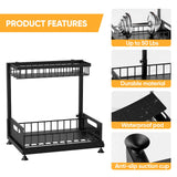 Under Sink Organizer (2-Tier) – L-Shaped Metal Pull-Out Cabinet Storage with Sliding Drawer