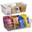 Clear Divided Storage Bins with Lids – 4-Section Stackable Pantry & Fridge Organizer (2-Pack)