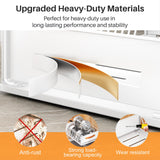No-Drill Pull-Out Cabinet Organizer – Frameless Cabinets Only, Silent Full-Extension Drawer with Leather Handle (White)