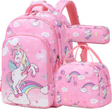 Purple Unicorn School Backpack Set with Lunch Bag