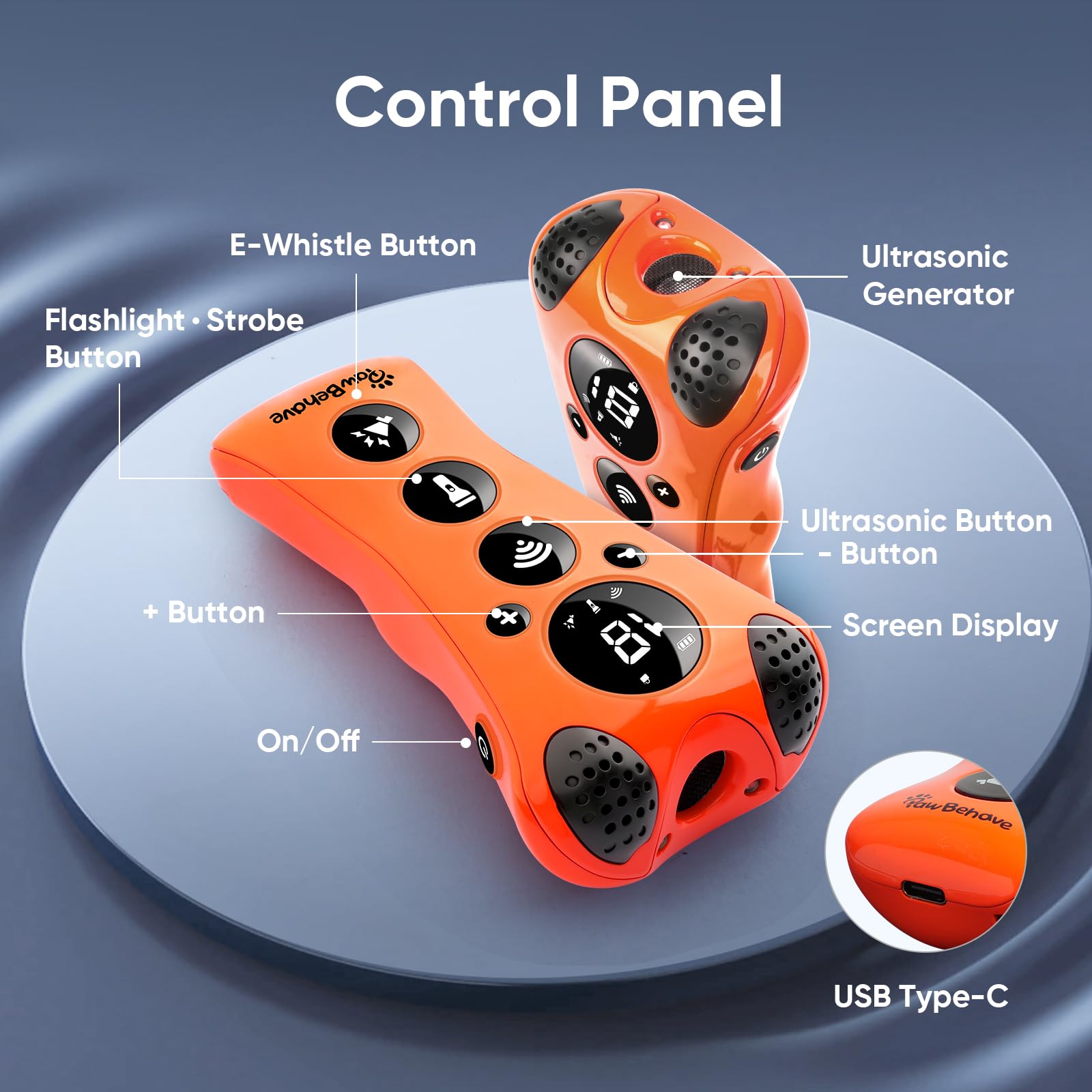 Adjustable Ultrasonic Dog Training Device with 10 Frequency Levels, LCD Display, Rechargeable Battery, and LED Flashlight for Behavior Correction
