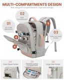 LOVEVOOK 40L Carry-On Travel Backpack for Women with Packing Cubes & Wet Pocket – TSA Approved – Pink Grey