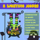12x18 Halloween Garden Flag with Solar LED Lights – Multi-Colored Double-Sided Cat & Eyeball Cauldron Yard Decoration