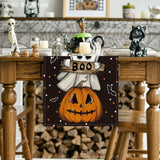 Black Halloween Table Runner – 13x72" Durable Polyester Runner with Spooky Print for Dining & Parties