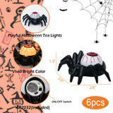 Halloween Spider Eyeball LED Tea Light Candles – 6PCS Battery-Operated Flameless Lights with Timer (Spooky Décor)