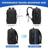 RCRIRTH 35L Expandable Carry-On Travel Backpack with 17.3” Laptop Compartment – TSA Approved – Black