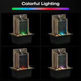 LED Mini Rock Waterfall Table Fountain with Natural Stone Design, Indoor Meditation Water Feature & Quiet Circulating Pump – Decorative Zen Fountain