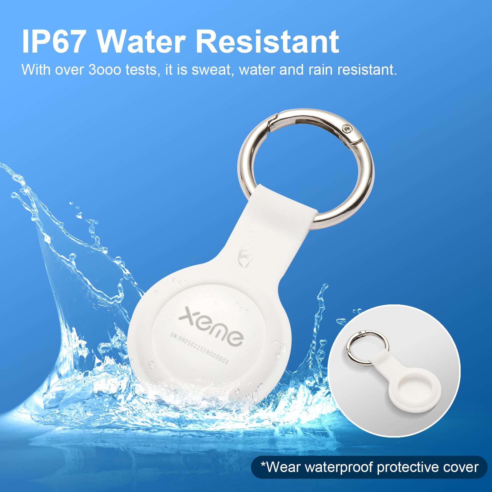 MFi Certified Bluetooth Tracker Tag, Apple Find My Compatible Item Locator, Waterproof IP67 Smart Key Finder with Replaceable Battery