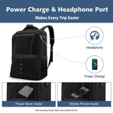 30L Carry-On Travel Laptop Backpack with USB Cable Port & Reflective Safety Design – Fits 17.3” – Black