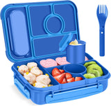 Blue 5-Compartment Bento Box with Sauce Container