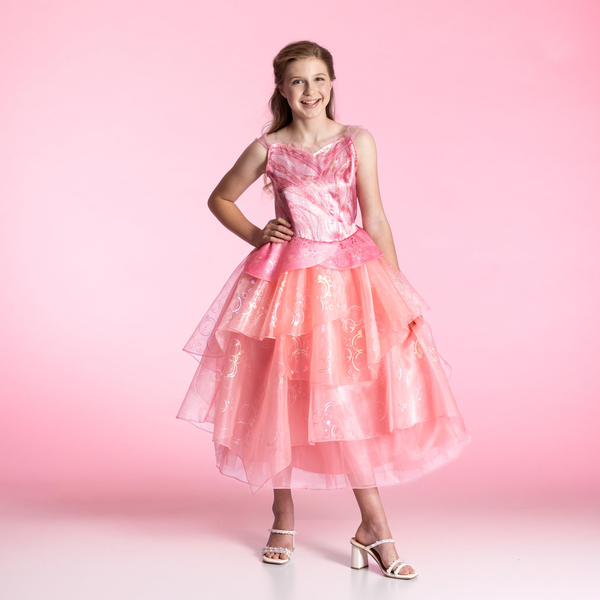 Official Glinda Deluxe Costume for Girls – Wicked Movie Pink Satin Dress ✨💖