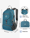 Waterfly 20L Ultra-Light Foldable Travel Backpack – Packable Daypack for Hiking & Travel, Teal Blue
