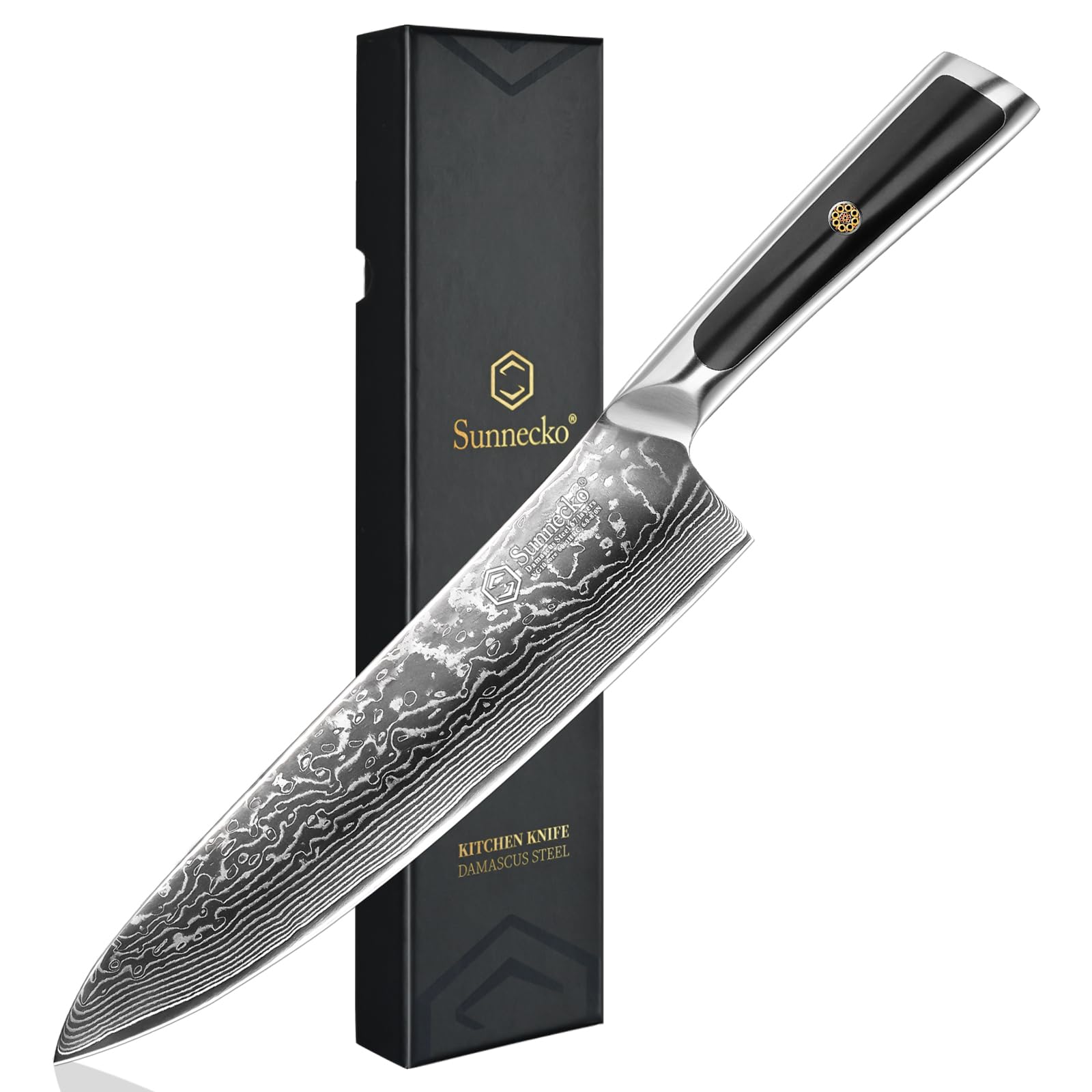 8-Inch Damascus Chef Knife – VG-10 Core, 67-Layer Steel, Ultra-Sharp 15° Edge