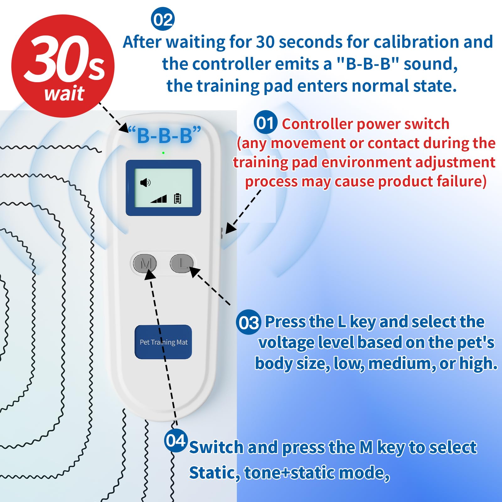 Rechargeable Scat Training Mat for Dogs & Cats – Adjustable Static Pet Deterrent (Blue)