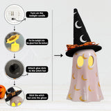 Ceramic Ghost Halloween Décor Set – 3-Piece Light Yellow Ghost Figurines with Witch Hats & Tea Lights