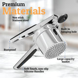 Heavy-Duty Potato Ricer & Masher – Large Basket, Non-Slip Handles, Dishwasher Safe