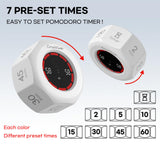 CREAVIVA Smart Flip Cube Pomodoro Timer with Visual Countdown, Stopwatch Mode & Triple Alarm Options – White