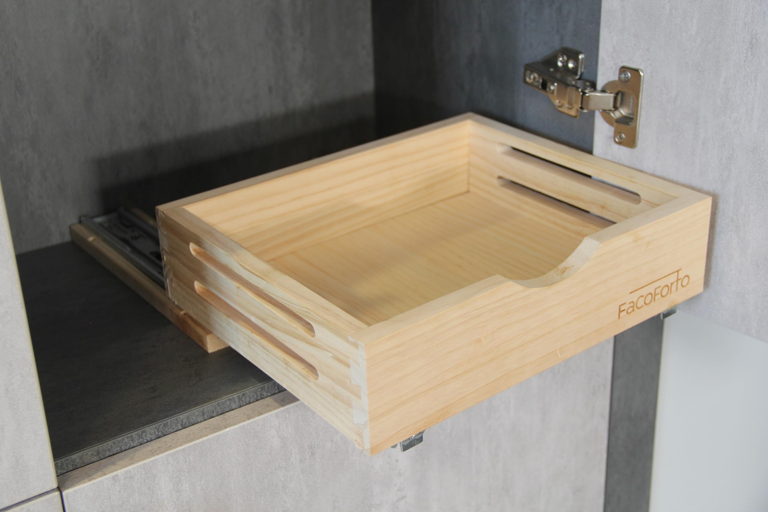 Wood Pull-Out Cabinet Drawer Organizer – Fully Assembled Slide-Out Shelf for Kitchen Cabinets