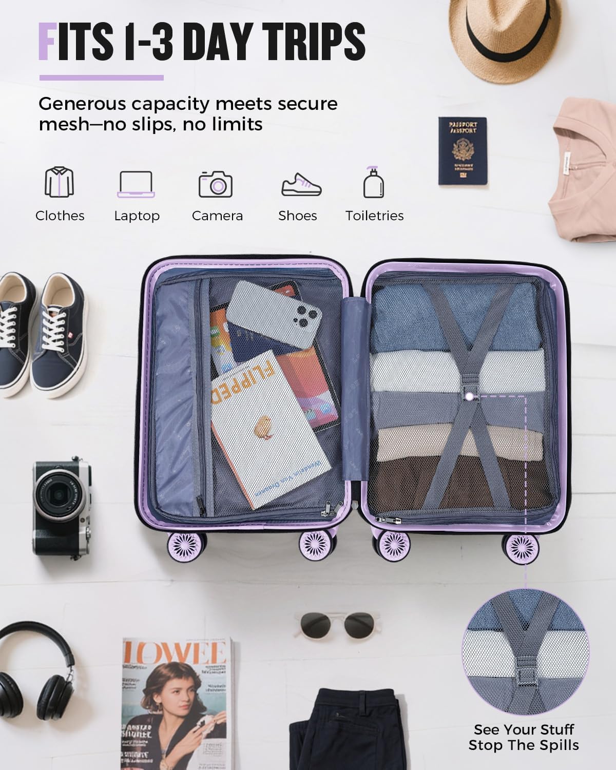 Light Purple 16-Inch Underseat Carry-On with TSA Lock