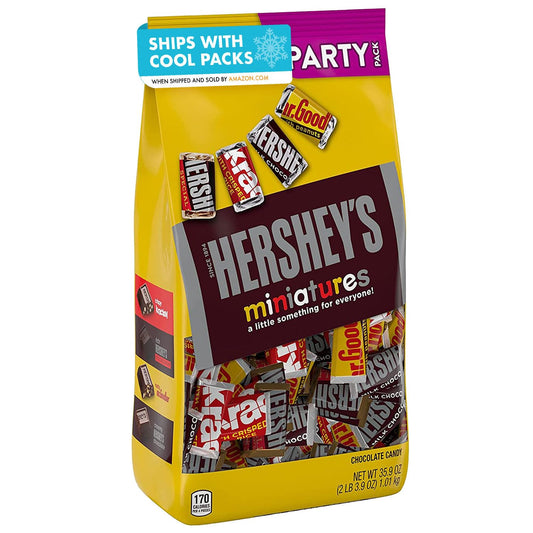 HERSHEY’S Miniatures Assorted Chocolate Candy Bars – 35.9 oz Bulk Party Pack, Individually Wrapped