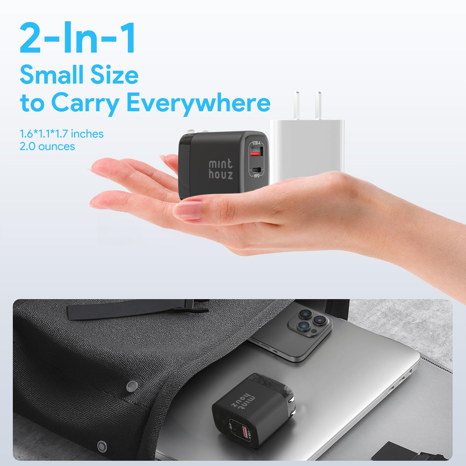 35W GaN Fast Charger USB-C & USB-A Dual Port Wall Charger for iPhone, Android & Tablets