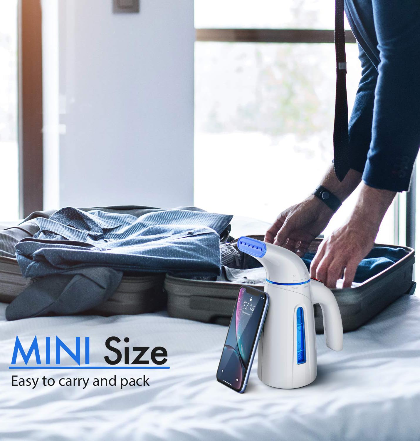 Handheld Garment Steamer 700W Portable Wrinkle Remover with Stainless Steel Heating Panel and Large Tank