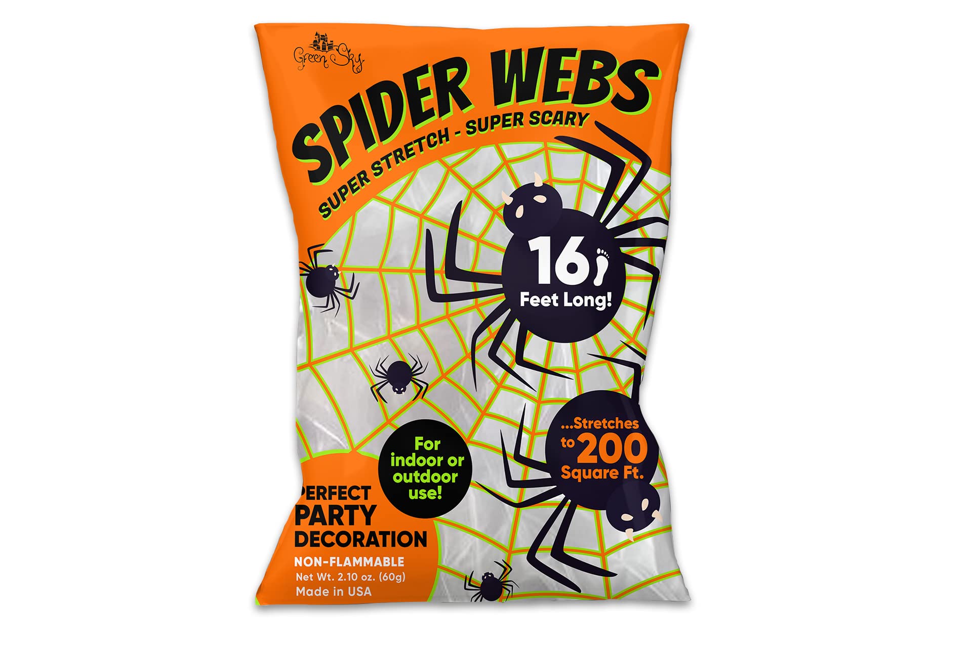 Halloween Spider Web – 200 Sq. Ft. Stretchable Cobweb Decoration for Indoor & Outdoor Spooky Displays