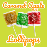 Caramel Apple Pops Variety Pack – Assorted Green Apple, Golden Delicious & Red Macintosh Flavors – Individually Wrapped Halloween Lollipops
