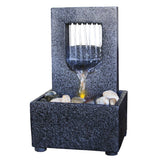 Slate Gray Tabletop Water Fountain with Amber LED – Dual Power Indoor & Patio Décor (Gray)