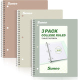 3-Pack Aesthetic College Ruled Spiral Notebooks