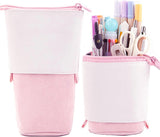 Blue Retractable Corduroy Pencil Case and Pen Holder