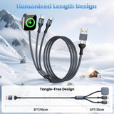 3-in-2 Multi Charging Cable for iPhone, Apple Watch & USB-C Devices – Universal Travel Charging Cord (4FT)