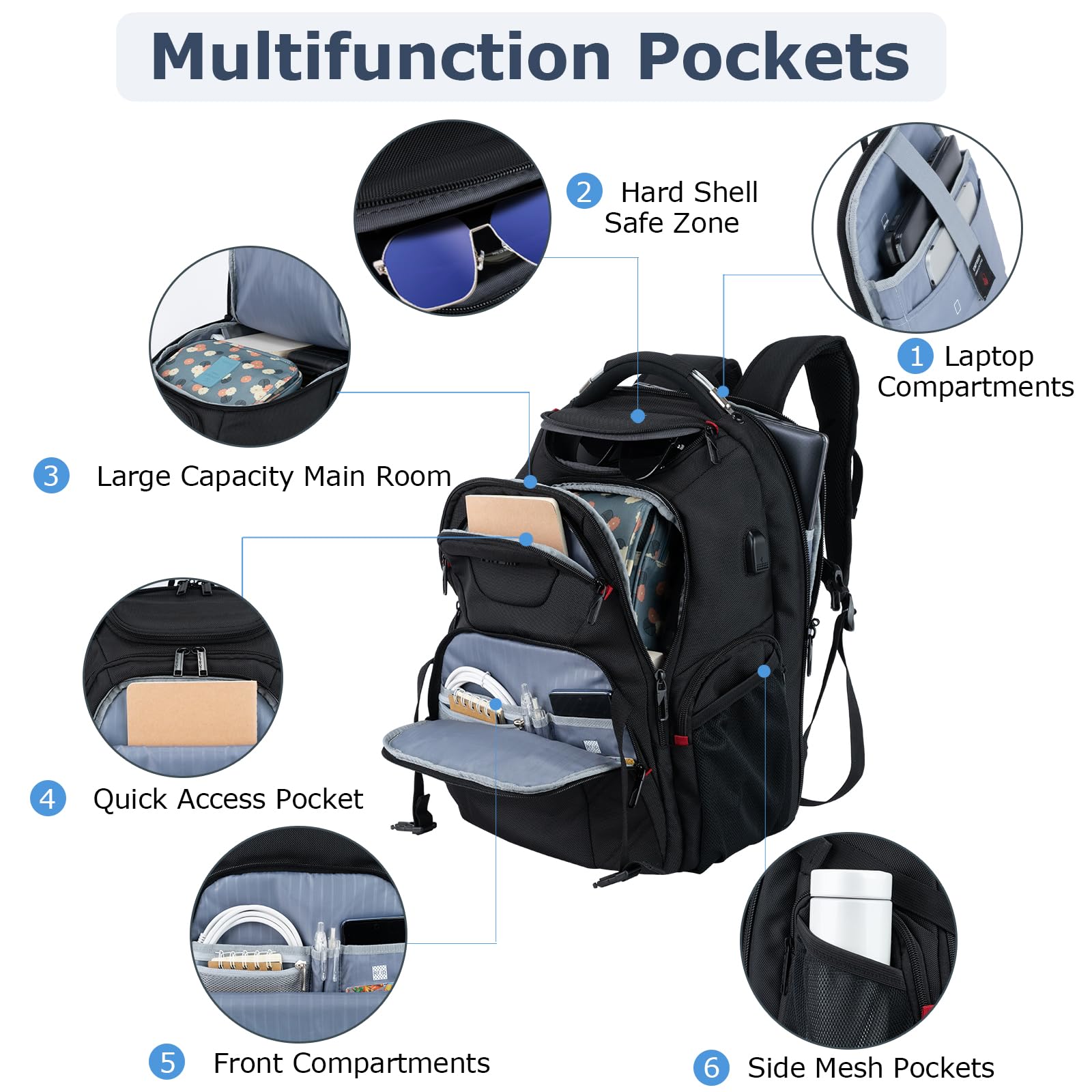 VANKEAN 17.3” TSA-Friendly Anti-Theft Laptop Backpack with RFID & USB Charging – Extra Large – Black
