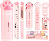 Pink Cat Paw 10-Piece Stationery and Desk Tool Set