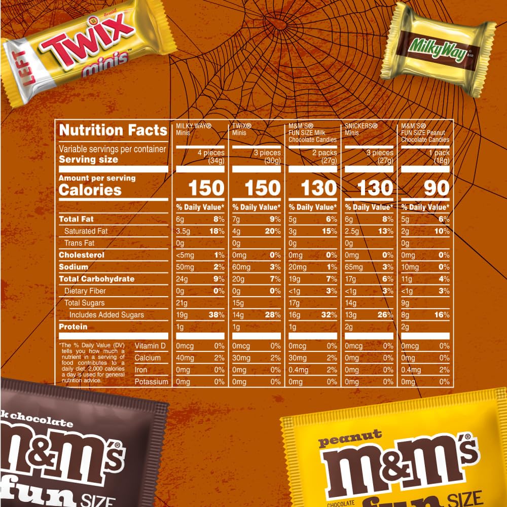 M&M’s, SNICKERS, TWIX & MILKY WAY Halloween Variety Bag – 120PCS Bulk Assortment of Fun Size Chocolate Treats 🍬🎃