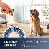 Adjustable Ultrasonic Dog Training Device with 10 Frequency Levels, LCD Display, Rechargeable Battery, and LED Flashlight for Behavior Correction