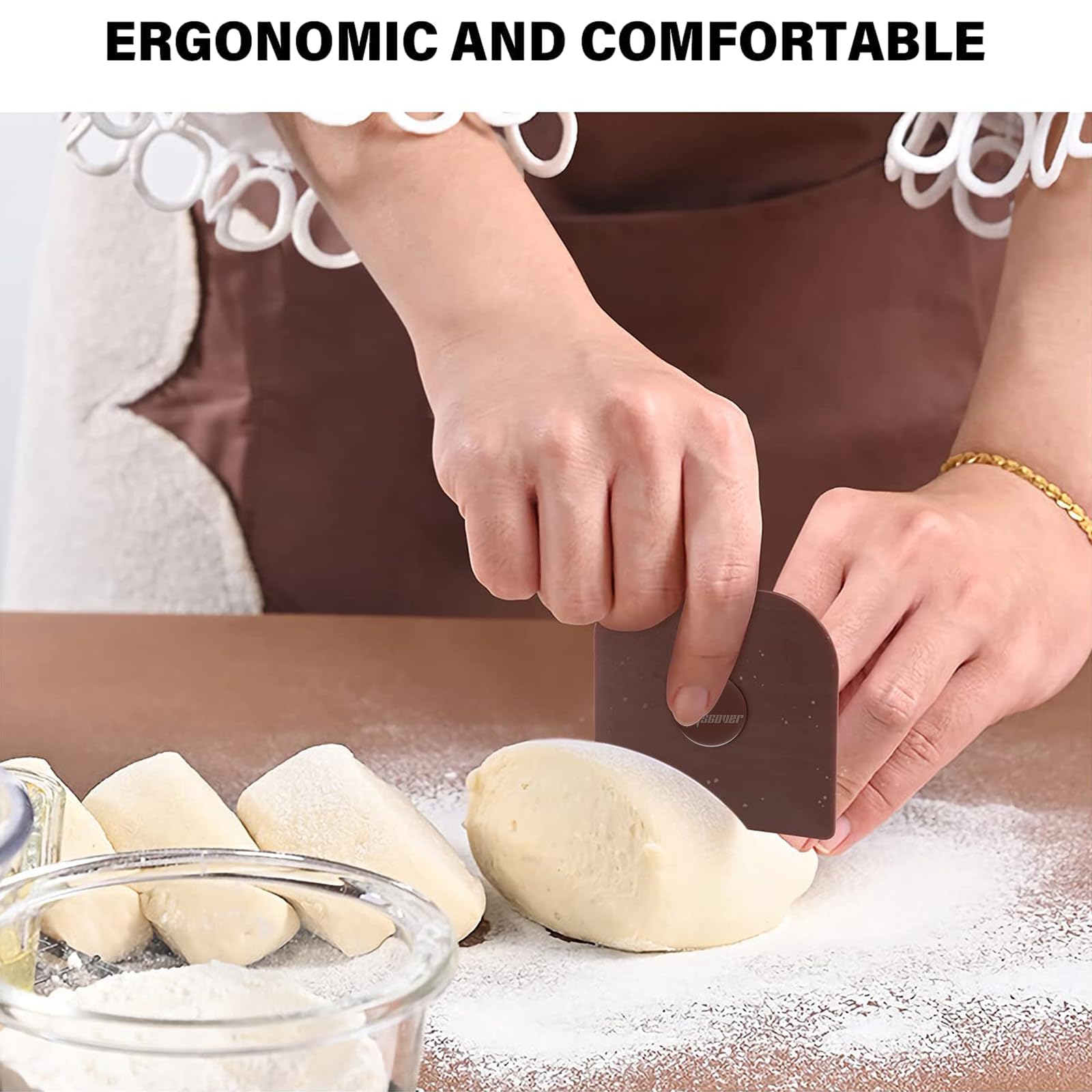 5-Pack Nonstick Pan Scrapers – Heavy-Duty ABS Plastic, Scratch-Free Cookware Cleaning Tools