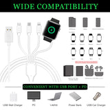 4-in-1 Multi Charging Cable for Apple Watch & iPhone – Universal Travel Charger Cord (4FT)
