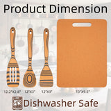 4-Piece Pinewood Fiber Cutting Board & Wooden Spoon Set – Dishwasher Safe, Heat Resistant (Natural & Slate)