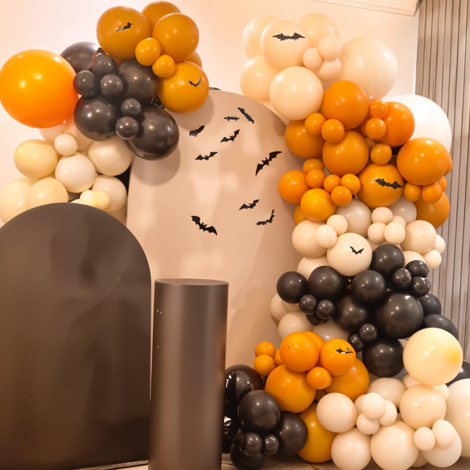 Halloween Balloon Arch Kit – Black, Green & Purple Garland with Ghost & Witch Foil Balloons + 3D Bat Stickers