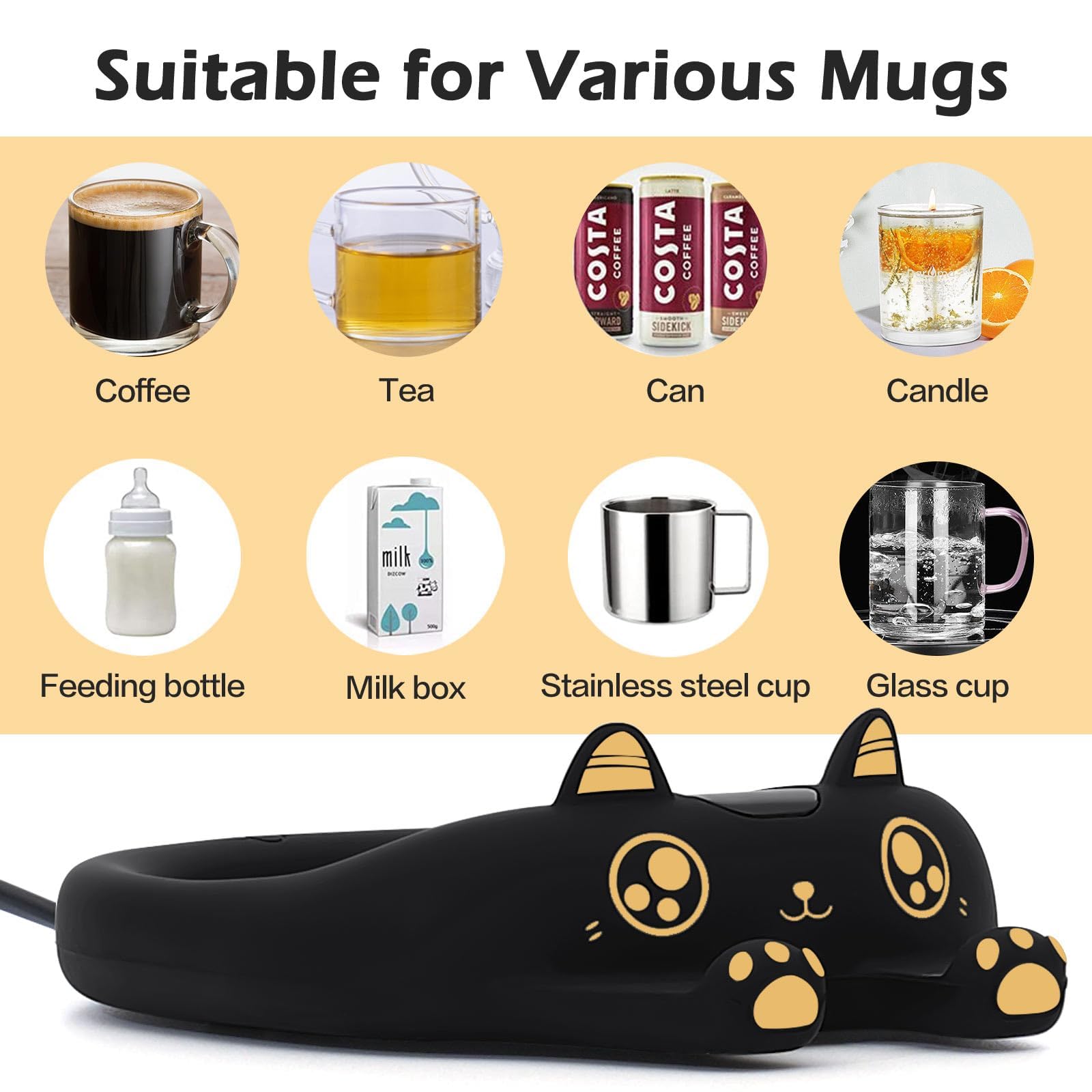 PUSEE Smart Coffee Mug Warmer for Desk Auto Shut Off Beverage Heater Plate with 3 Temperature Settings
