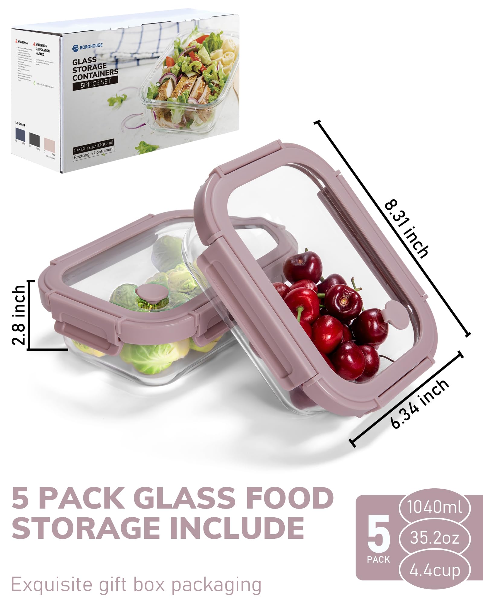 Premium 10-Piece Borosilicate Glass Food Storage Containers Set with Airtight Tempered Lids | Leak-Proof, Oven-Safe & BPA-Free